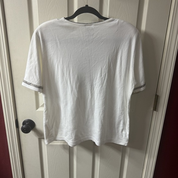 KORET Womens White Embroidered T-Shirt Top Size M Short Sleeve Crew Neck Accent - Picture 6 of 6